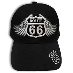 ROUTE 66 by Joycap Classic Baseball Ball Hat Adjustable Back B&W OS